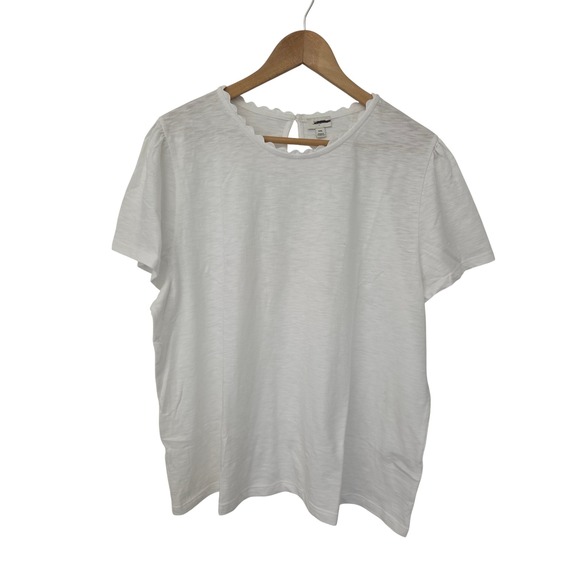 J. Crew Tops - J. Crew T-Shirt Scalloped Trim Tee Women XXL White NWOT $69 CT442